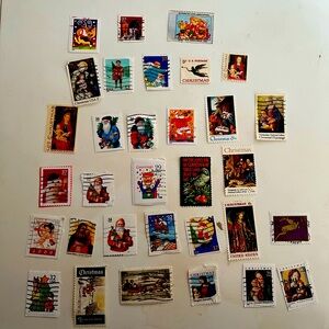 Vintage Christmas Postage Stamp Art Collection